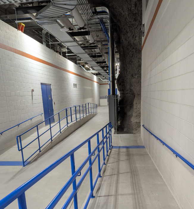 A picture of a datacenter in a cave.